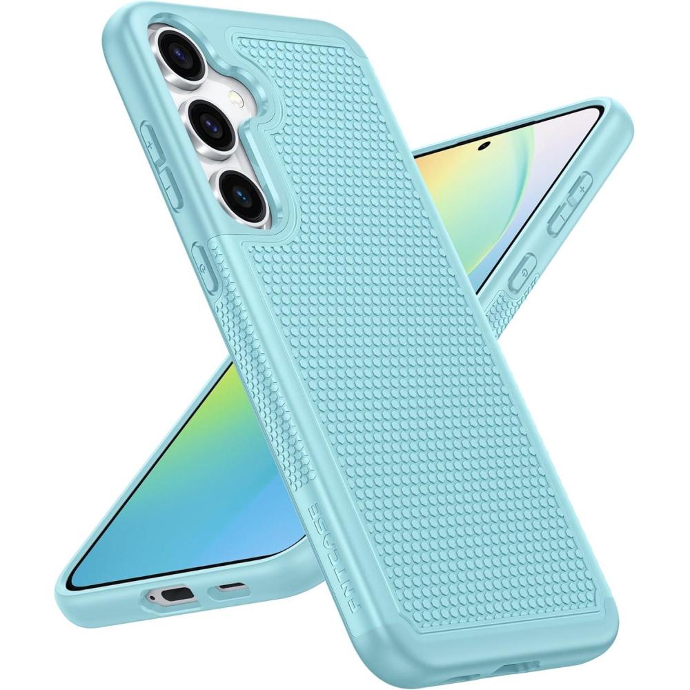 imageFNTCASE for Samsung Galaxy S26 Case Military Grade Drop Protection 14ft Drop Protective Screen Protector Included AntiSlip Texture TPUPC Dual Layer Shockproof Phone Case Cover BlackTeal