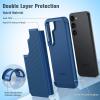 FNTCASE for Samsung Galaxy S26 Case: Military Grade Drop Protection, 14ft Drop Protective, Screen Protector Included, Anti-Slip Texture TPU+PC Dual Layer Shockproof Phone Case Cover (Black)(Blue)