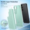 FNTCASE for Samsung Galaxy S26 Case: Military Grade Drop Protection, 14ft Drop Protective, Screen Protector Included, Anti-Slip Texture TPU+PC Dual Layer Shockproof Phone Case Cover (Black)(Mint Green)
