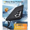 FNTCASE for Samsung Galaxy S26 Case: Military Grade Drop Protection, 14ft Drop Protective, Screen Protector Included, Anti-Slip Texture TPU+PC Dual Layer Shockproof Phone Case Cover (Black)(Black Magnetic)