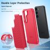 FNTCASE for Samsung Galaxy S26 Case: Military Grade Drop Protection, 14ft Drop Protective, Screen Protector Included, Anti-Slip Texture TPU+PC Dual Layer Shockproof Phone Case Cover (Black)(Red)