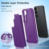 FNTCASE for Samsung Galaxy S26 Case: Military Grade Drop Protection, 14ft Drop Protective, Screen Protector Included, Anti-Slip Texture TPU+PC Dual Layer Shockproof Phone Case Cover (Black)(Purple)