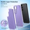 FNTCASE for Samsung Galaxy S26 Case: Military Grade Drop Protection, 14ft Drop Protective, Screen Protector Included, Anti-Slip Texture TPU+PC Dual Layer Shockproof Phone Case Cover (Black)(Light Purple)