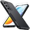 FNTCASE for Samsung Galaxy S26 Case: Military Grade Drop Protection, 14ft Drop Protective, Screen Protector Included, Anti-Slip Texture TPU+PC Dual Layer Shockproof Phone Case Cover (Black)(Matte Black)