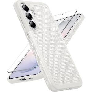 FNTCASE for Samsung Galaxy S26 Case: Military Grade Drop Protection, 14ft Drop Protective, Screen Protector Included, Anti-Slip Texture TPU+PC Dual Layer Shockproof Phone Case Cover (Black)(White)