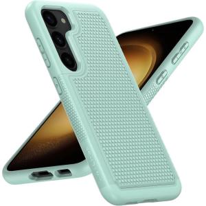FNTCASE for Samsung Galaxy S26 Case: Military Grade Drop Protection, 14ft Drop Protective, Screen Protector Included, Anti-Slip Texture TPU+PC Dual Layer Shockproof Phone Case Cover (Black)(Mint Green)
