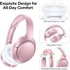 Hybrid Active Noise Cancelling Bluetooth 6.0 Headphones 120H Playtime 6 ENC Clear Call Mic, Over Ear Headphones Wireless with Hi-Res Audio Comfort Earcup Low Latency ANC Headphone for Workout Travel(Rose Gold)