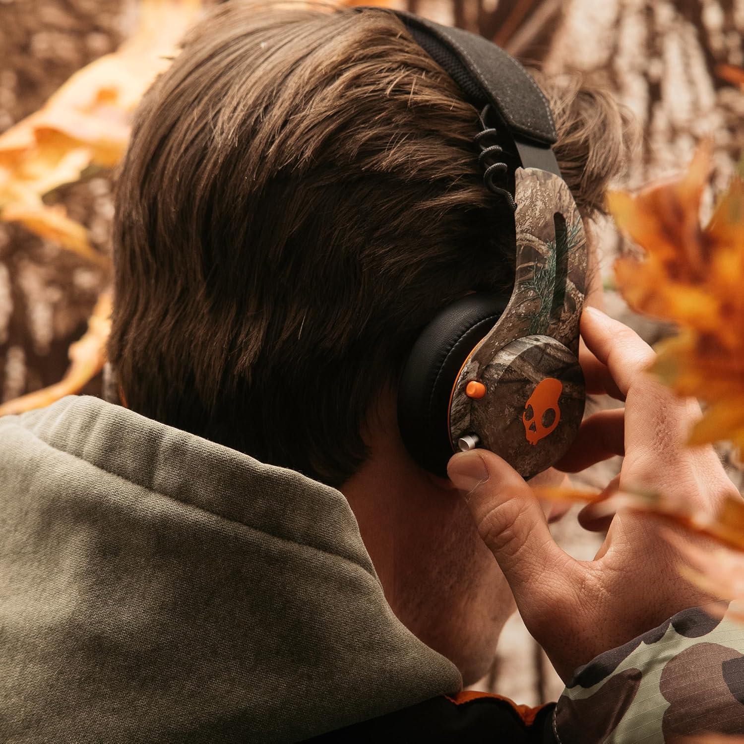 imageSkullcandy Icon ANC Wireless OnEar Bluetooth Headphones Active Noise Cancelling 60 Hours Battery Sweat Water Resistant Foldable Durable Travel Ready Microphone for iPhone Android BoneRealtree APX BlackOrange