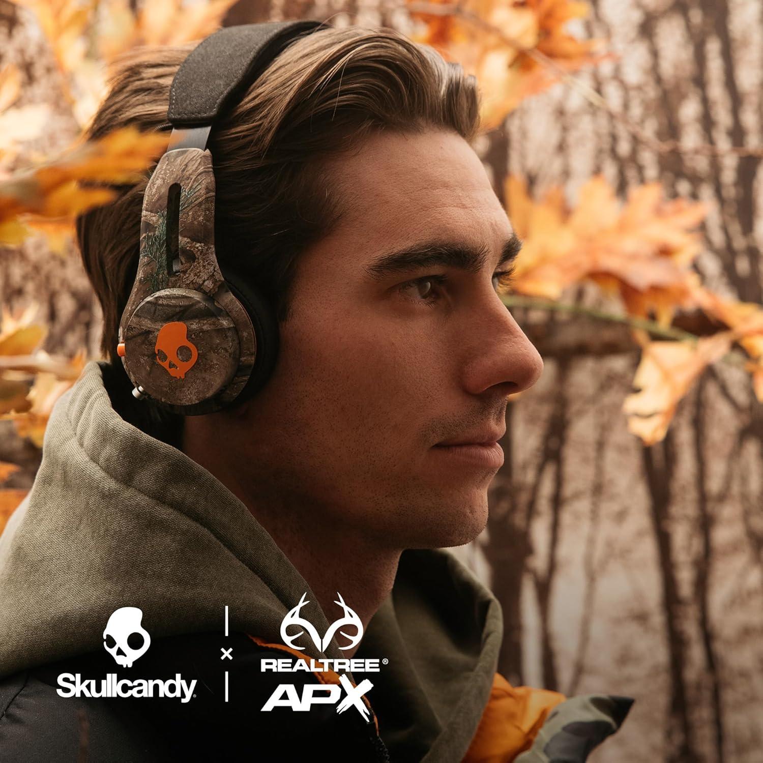 imageSkullcandy Icon ANC Wireless OnEar Bluetooth Headphones Active Noise Cancelling 60 Hours Battery Sweat Water Resistant Foldable Durable Travel Ready Microphone for iPhone Android BoneRealtree APX BlackOrange