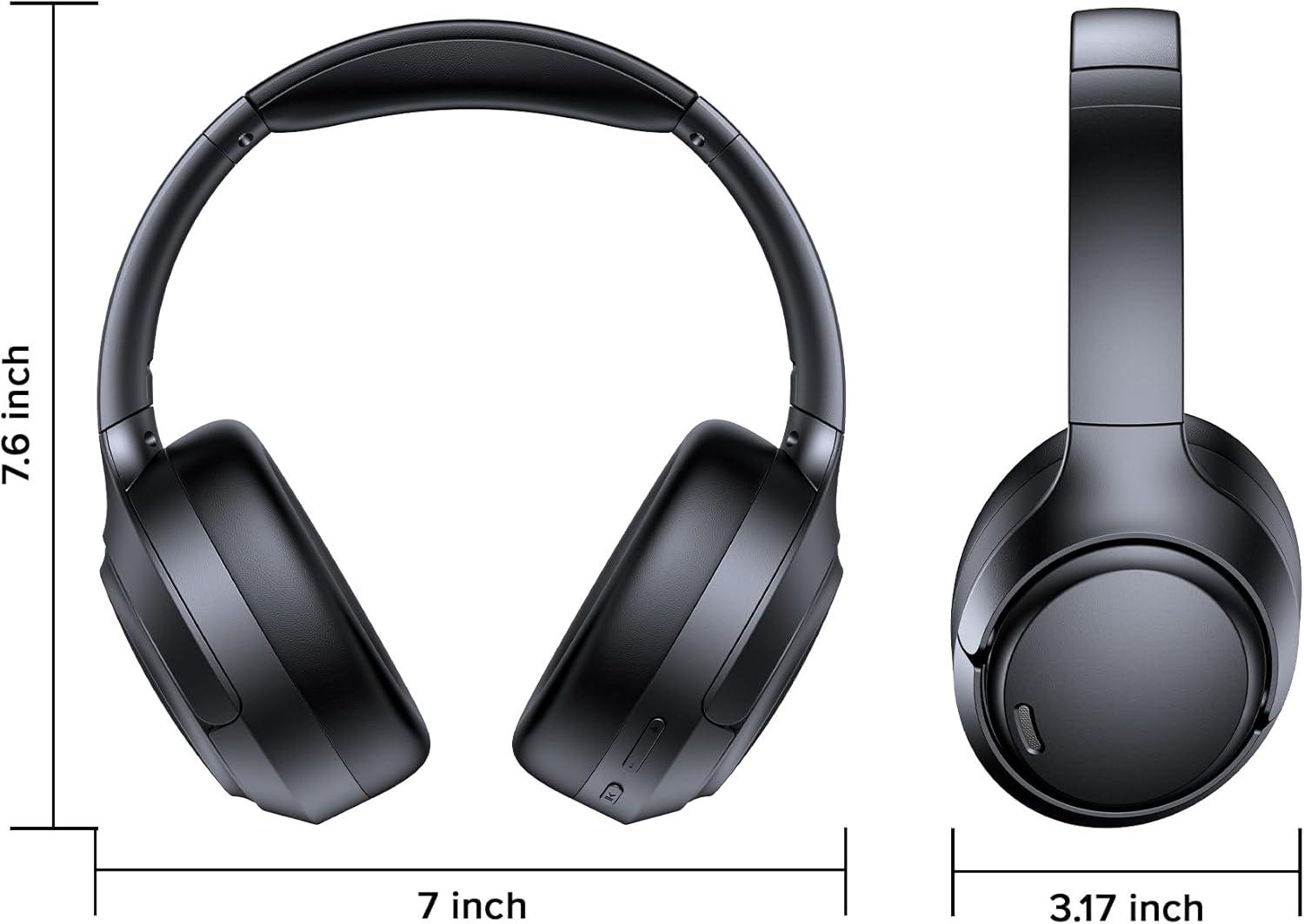 imageHybrid Active Noise Cancelling Headphones 120H Long Playtime 6 ENC Mic Wireless OverEar Bluetooth 60 HeadphonesHiRes Audio Memory Foam Earcup Transparency Mode ANC Headphone for Travel OfficeClassic Black