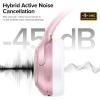 Hybrid Active Noise Cancelling Headphones 120H Long Playtime, 6 ENC Mic, Wireless Over-Ear Bluetooth 6.0 Headphones,Hi-Res Audio, Memory Foam Earcup, Transparency Mode ANC Headphone for Travel Office(Rose Gold)