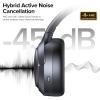 Hybrid Active Noise Cancelling Headphones 120H Long Playtime, 6 ENC Mic, Wireless Over-Ear Bluetooth 6.0 Headphones,Hi-Res Audio, Memory Foam Earcup, Transparency Mode ANC Headphone for Travel Office(Classic Black)