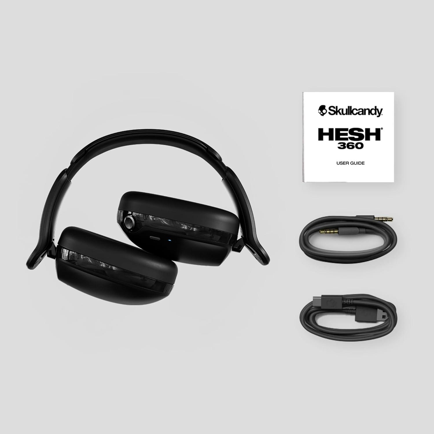 imageSkullcandy Hesh 360 Wireless OverEar Bluetooth Headphones Up to 100 Hours Battery Noise Isolating Fit FlatFolding Collapsible Design Microphone iPhone Android BoneBone