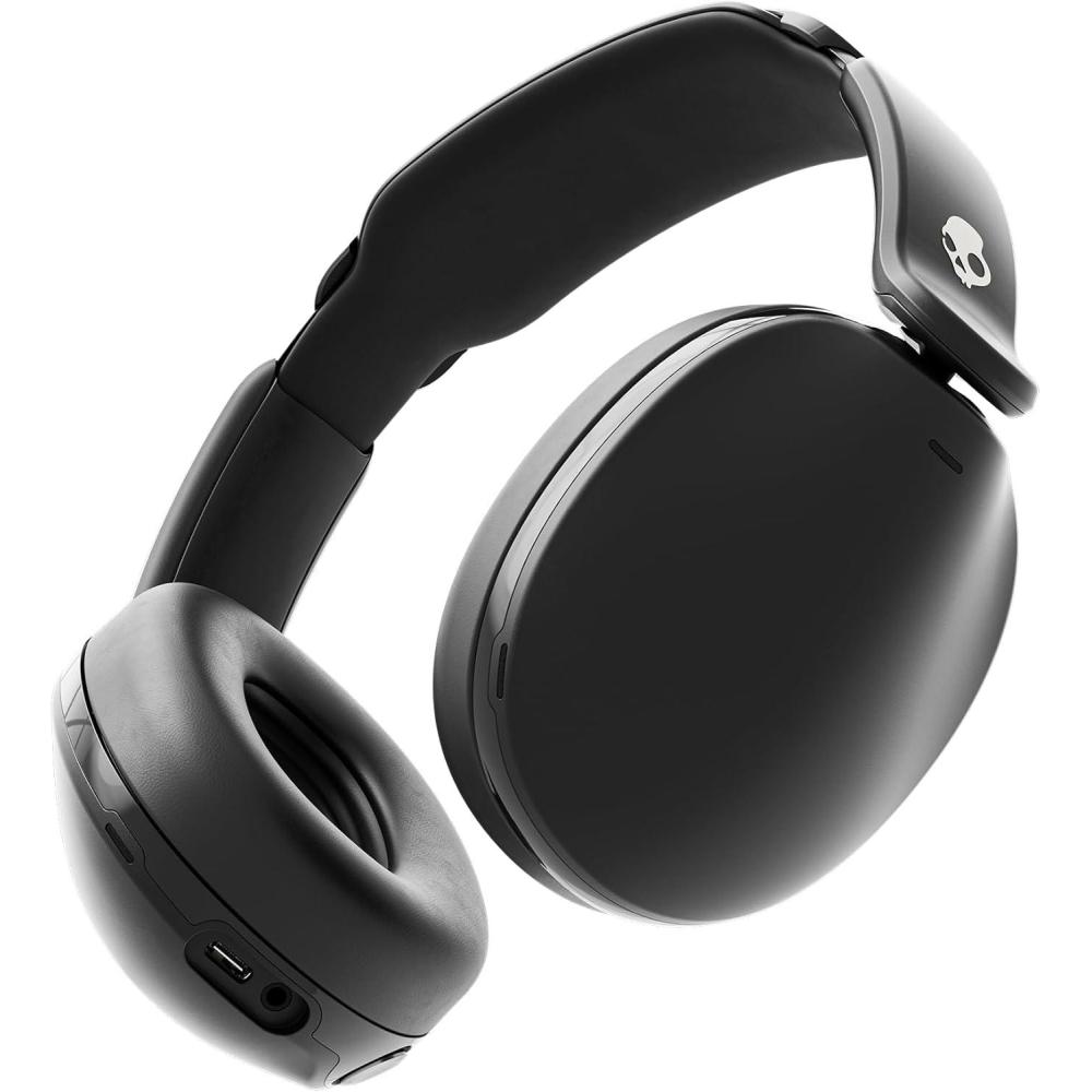 imageSkullcandy Hesh 360 Wireless OverEar Bluetooth Headphones Up to 100 Hours Battery Noise Isolating Fit FlatFolding Collapsible Design Microphone iPhone Android BoneTrue Black