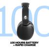 Skullcandy Hesh 360 Wireless Over-Ear Bluetooth Headphones, Up to 100 Hours Battery, Noise Isolating Fit, Flat-Folding Collapsible Design, Microphone iPhone Android – Bone(True Black)