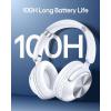 TAGRY Hybrid Active Noise Cancelling Headphones 100H Playtime Wireless Over Ear Bluetooth Headphone with Fast Charging Hi-Res Audio Comfort Earcups Headsets for Travel Home Office Phone PC Black(White)