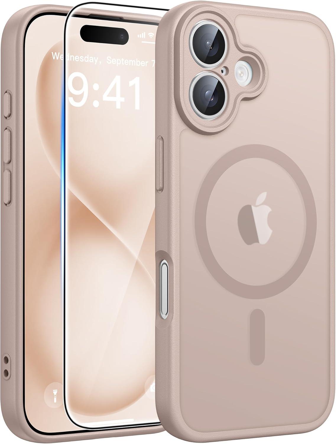 imageFNTCASE for Google Pixel 10a Case Compatible with Magsafe Translucent Matte Cases with Screen Protector Military Grade Shockproof Protective Magnetic Phone Cover for Pixel 10A BlackDesert Gold