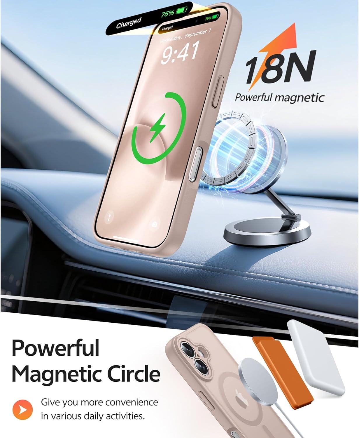 imageFNTCASE for Google Pixel 10a Case Compatible with Magsafe Translucent Matte Cases with Screen Protector Military Grade Shockproof Protective Magnetic Phone Cover for Pixel 10A BlackDesert Gold