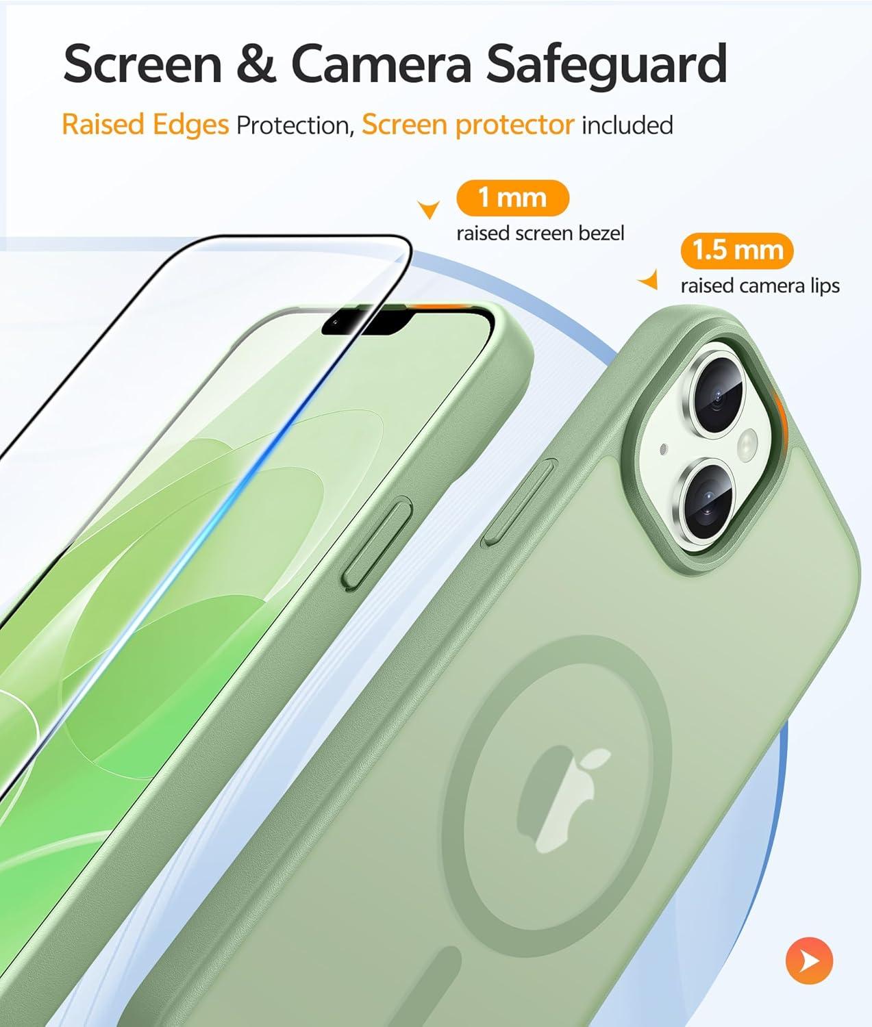 imageFNTCASE for Google Pixel 10a Case Compatible with Magsafe Translucent Matte Cases with Screen Protector Military Grade Shockproof Protective Magnetic Phone Cover for Pixel 10A BlackLight Moss