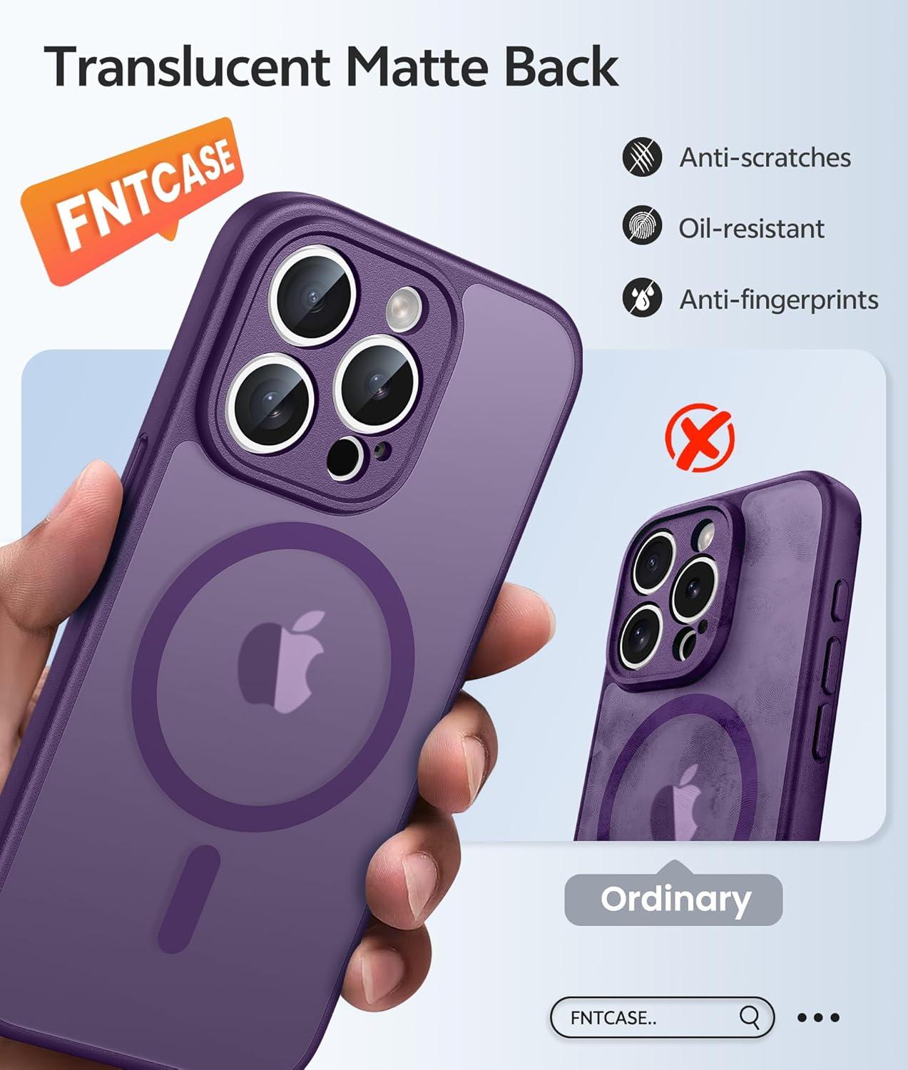 imageFNTCASE for Google Pixel 10a Case Compatible with Magsafe Translucent Matte Cases with Screen Protector Military Grade Shockproof Protective Magnetic Phone Cover for Pixel 10A BlackPurple