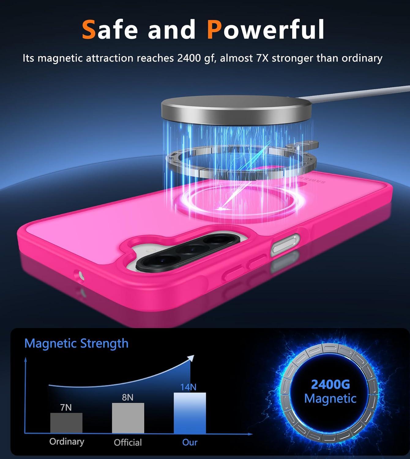 imageFNTCASE for Google Pixel 10a Case Compatible with Magsafe Translucent Matte Cases with Screen Protector Military Grade Shockproof Protective Magnetic Phone Cover for Pixel 10A BlackHot Pink