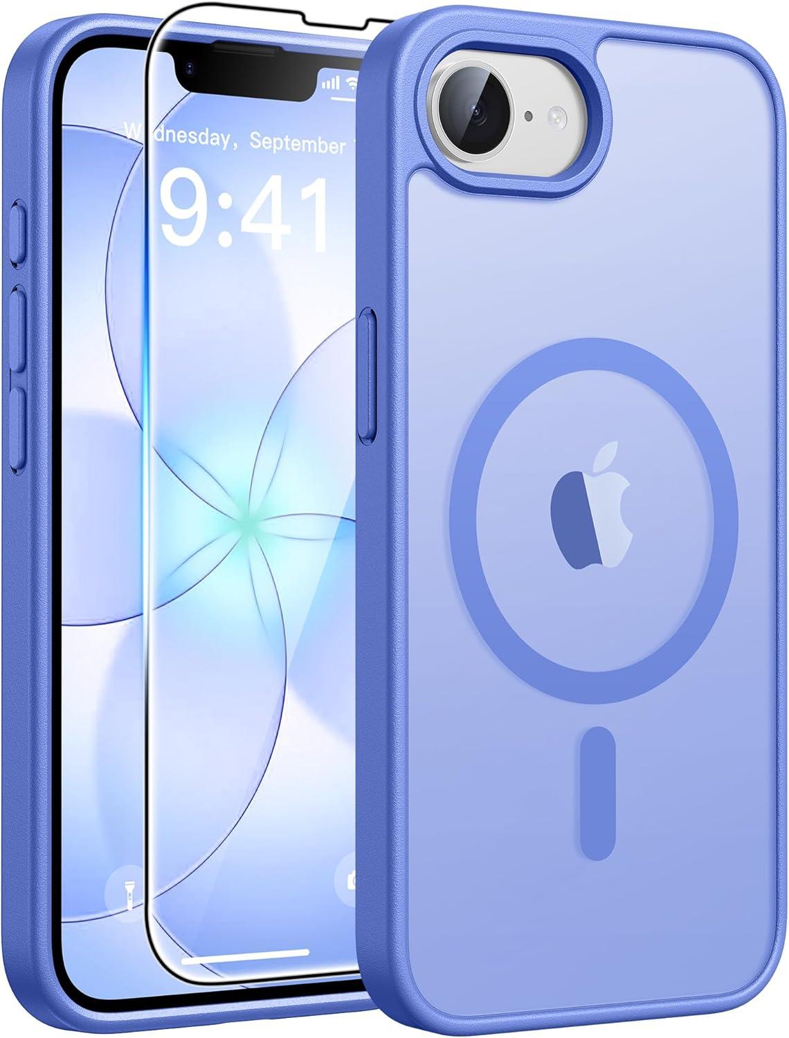 imageFNTCASE for Google Pixel 10a Case Compatible with Magsafe Translucent Matte Cases with Screen Protector Military Grade Shockproof Protective Magnetic Phone Cover for Pixel 10A BlackUltramarine