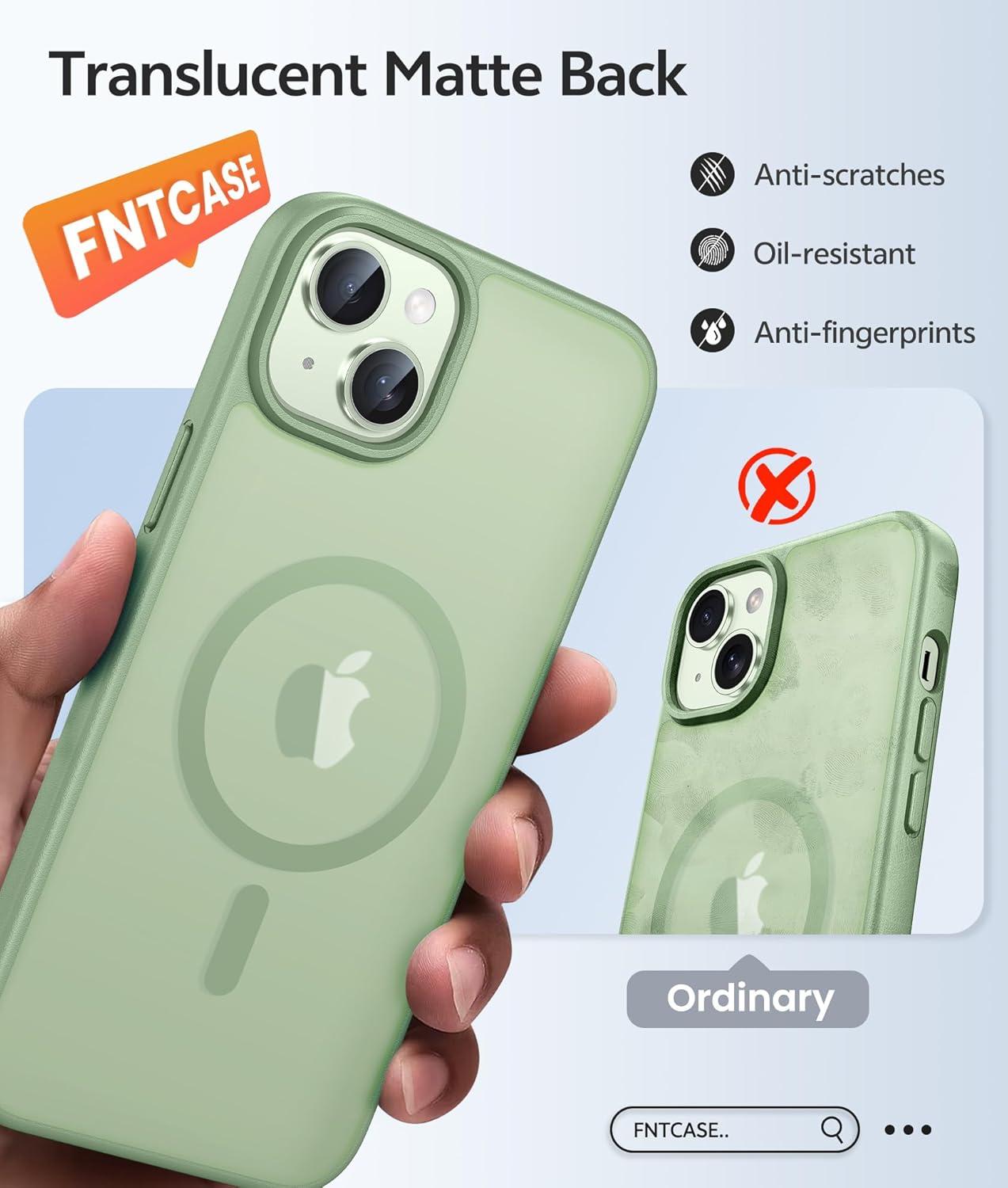 imageFNTCASE for Google Pixel 10a Case Compatible with Magsafe Translucent Matte Cases with Screen Protector Military Grade Shockproof Protective Magnetic Phone Cover for Pixel 10A BlackLight Moss