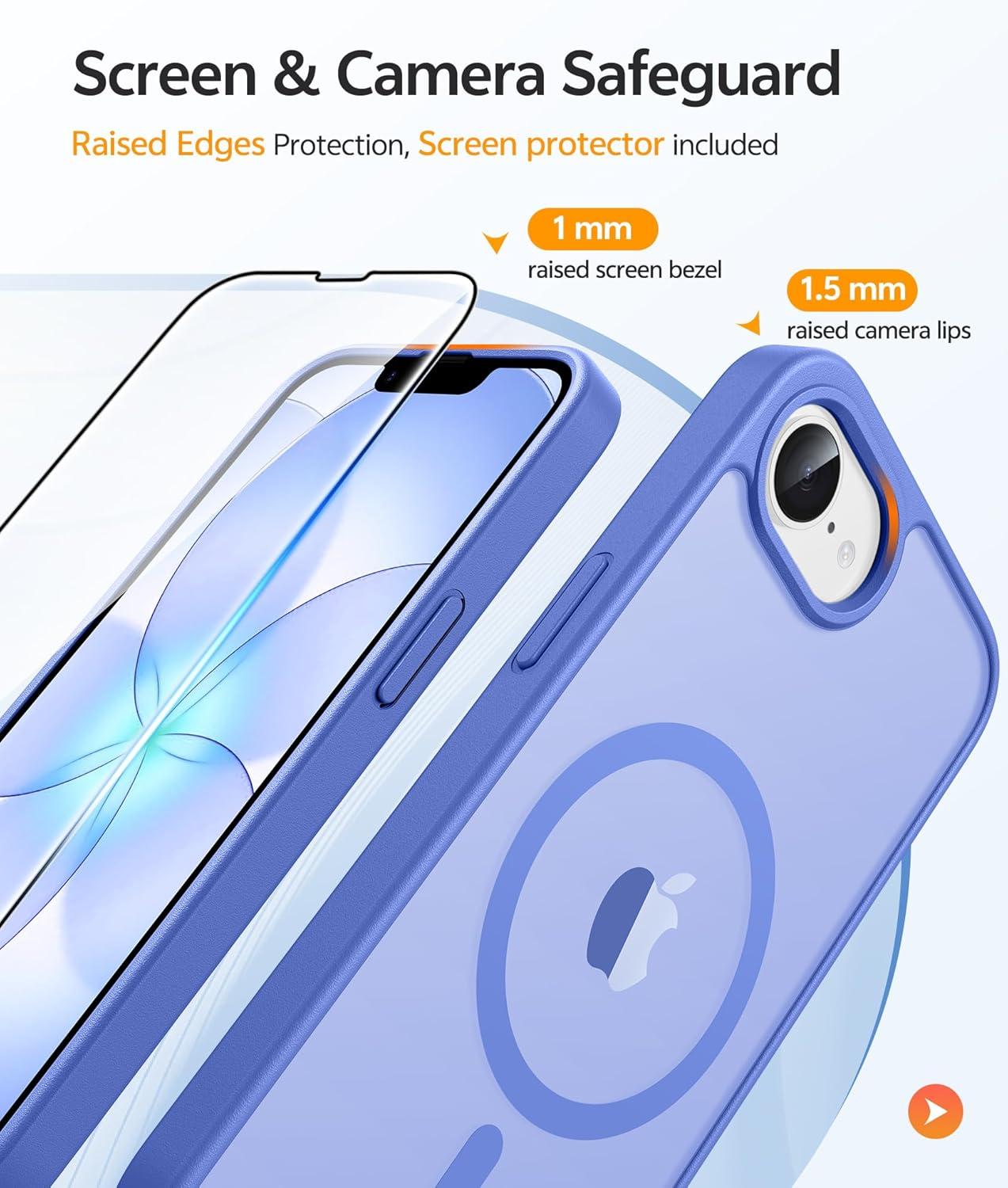 imageFNTCASE for Google Pixel 10a Case Compatible with Magsafe Translucent Matte Cases with Screen Protector Military Grade Shockproof Protective Magnetic Phone Cover for Pixel 10A BlackUltramarine