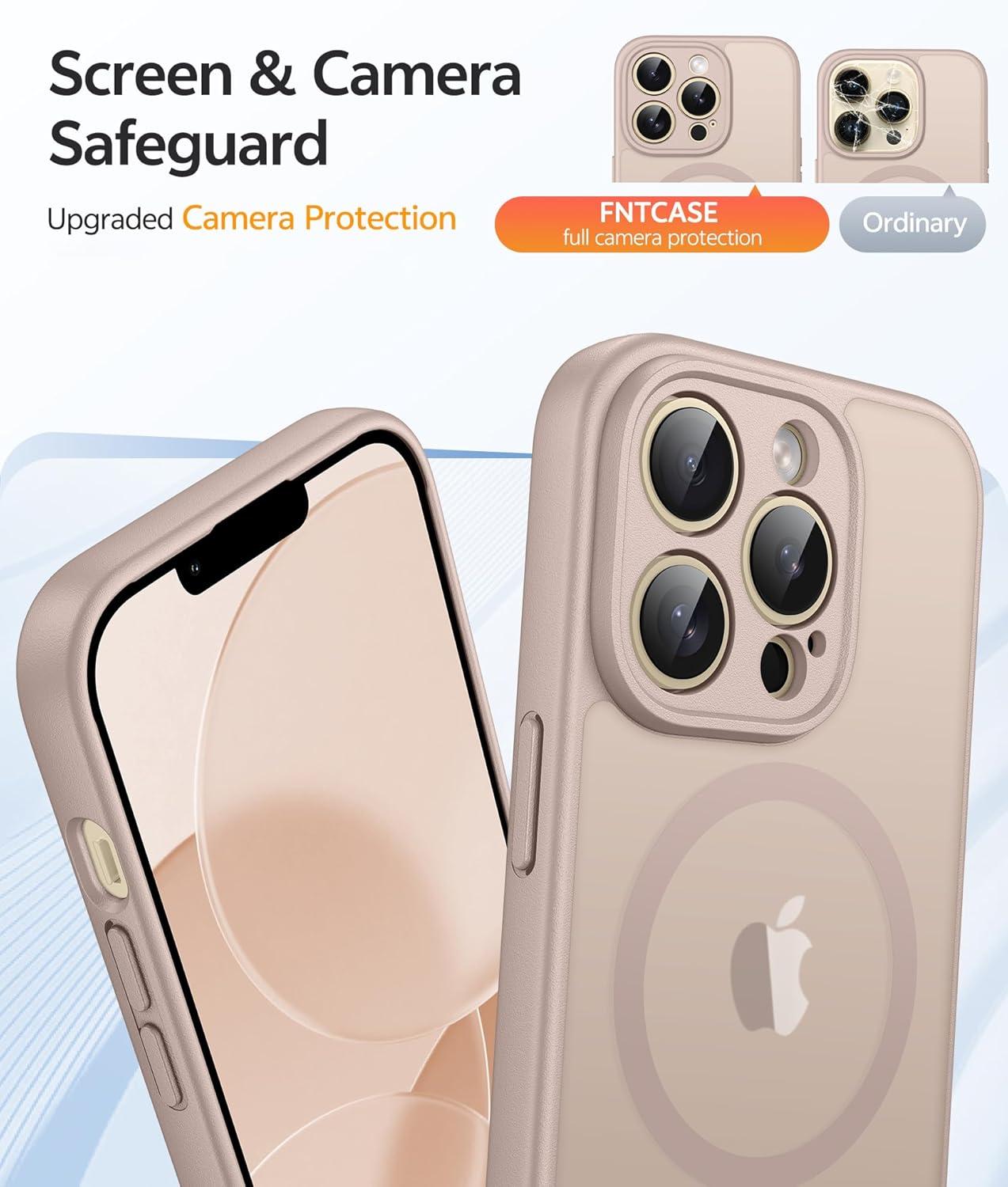 imageFNTCASE for Google Pixel 10a Case Compatible with Magsafe Translucent Matte Cases with Screen Protector Military Grade Shockproof Protective Magnetic Phone Cover for Pixel 10A BlackDesert Gold