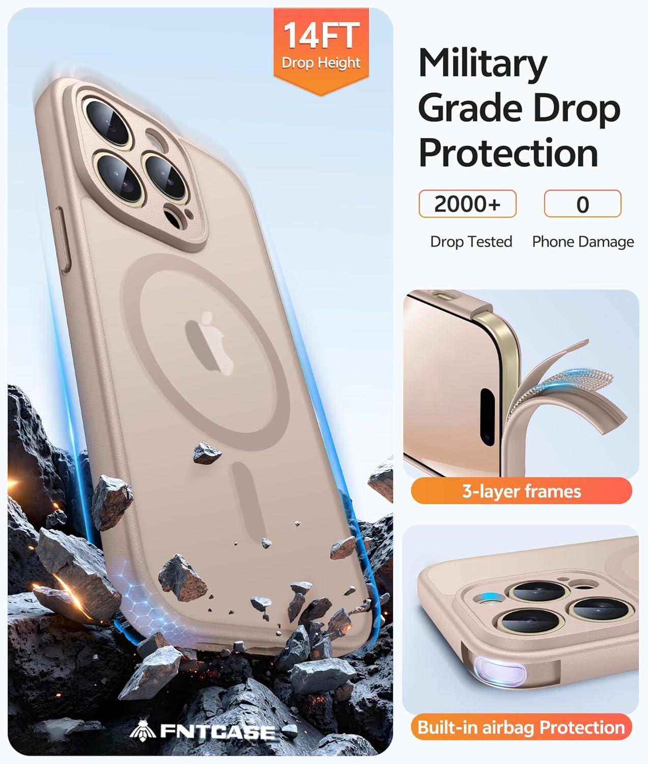 imageFNTCASE for Google Pixel 10a Case Compatible with Magsafe Translucent Matte Cases with Screen Protector Military Grade Shockproof Protective Magnetic Phone Cover for Pixel 10A BlackDesert Gold