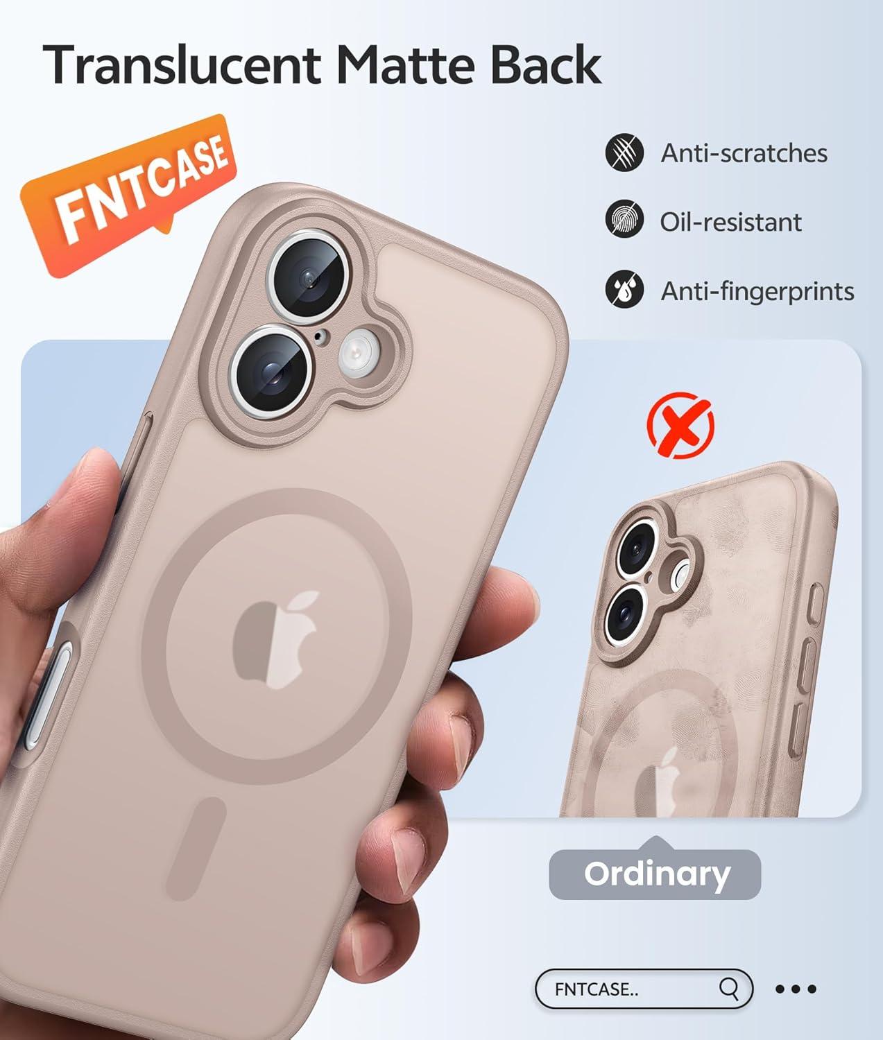 imageFNTCASE for Google Pixel 10a Case Compatible with Magsafe Translucent Matte Cases with Screen Protector Military Grade Shockproof Protective Magnetic Phone Cover for Pixel 10A BlackDesert Gold