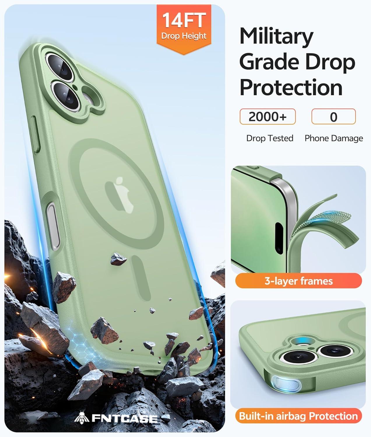 imageFNTCASE for Google Pixel 10a Case Compatible with Magsafe Translucent Matte Cases with Screen Protector Military Grade Shockproof Protective Magnetic Phone Cover for Pixel 10A BlackLight Moss