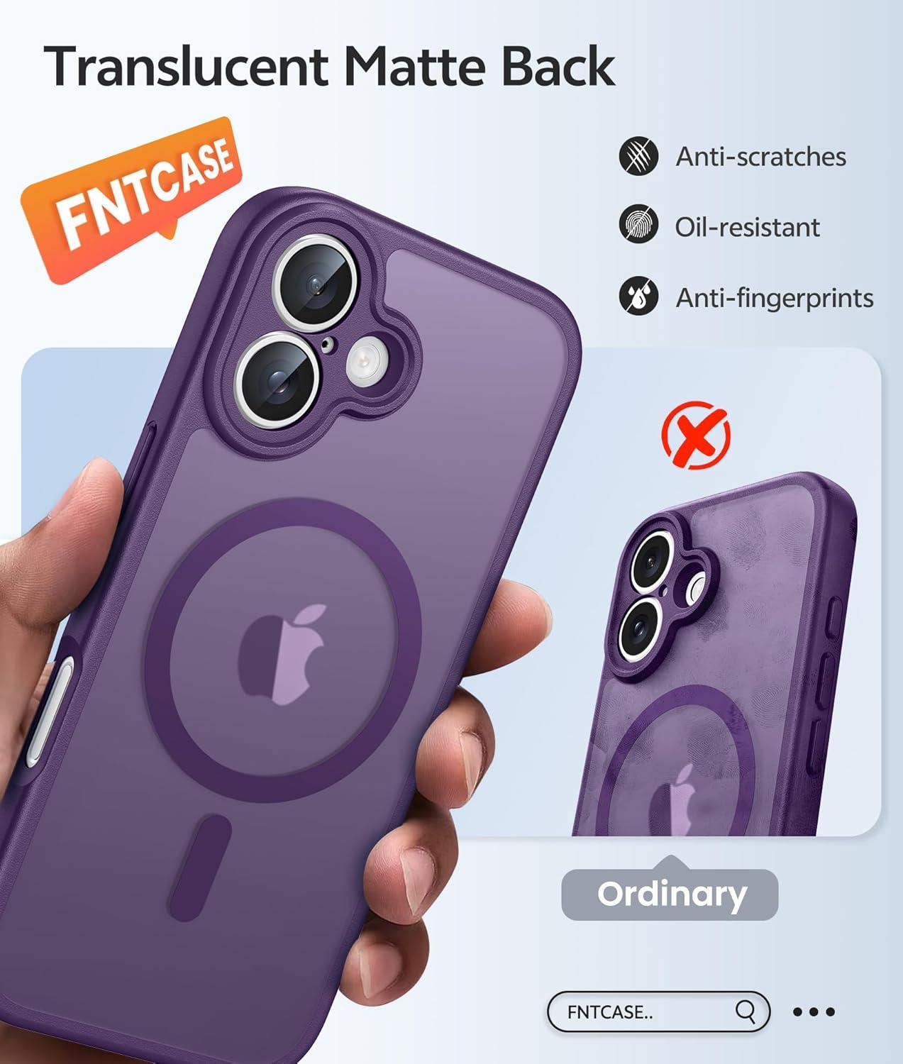 imageFNTCASE for Google Pixel 10a Case Compatible with Magsafe Translucent Matte Cases with Screen Protector Military Grade Shockproof Protective Magnetic Phone Cover for Pixel 10A BlackPurple
