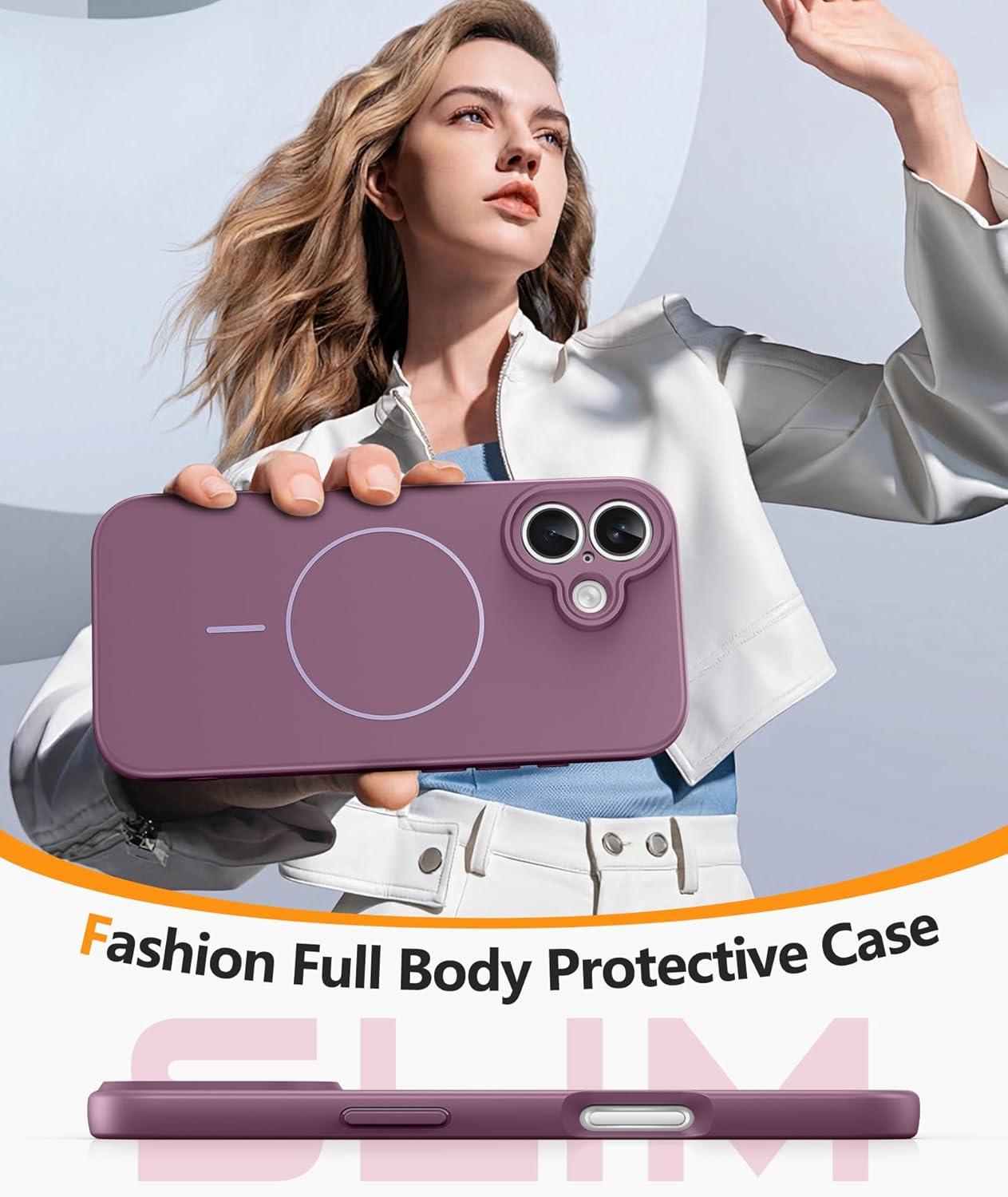 imageFNTCASE for Google Pixel 10a Case Compatible with Magsafe Translucent Matte Cases with Screen Protector Military Grade Shockproof Protective Magnetic Phone Cover for Pixel 10A BlackFull Purple