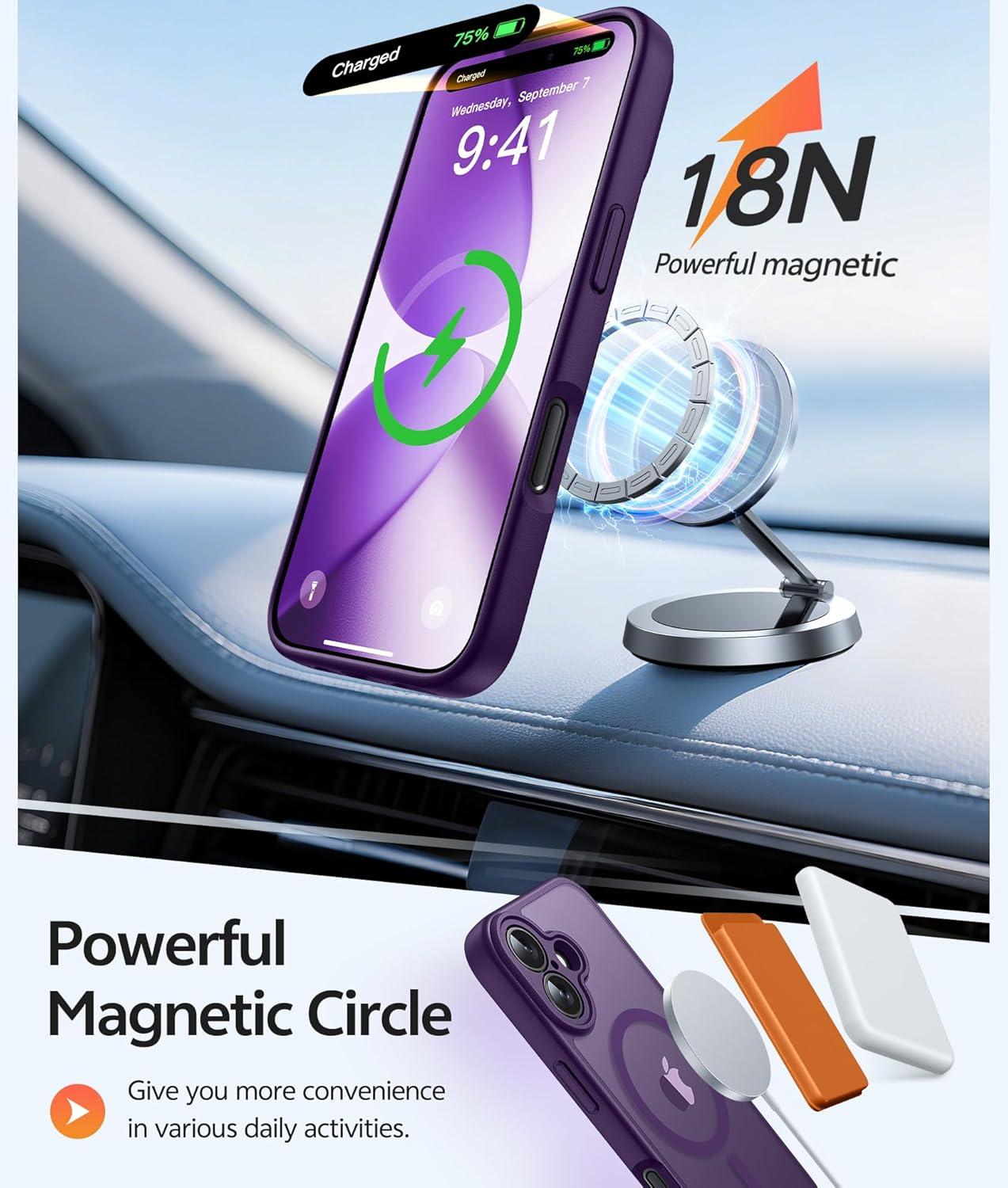 imageFNTCASE for Google Pixel 10a Case Compatible with Magsafe Translucent Matte Cases with Screen Protector Military Grade Shockproof Protective Magnetic Phone Cover for Pixel 10A BlackPurple