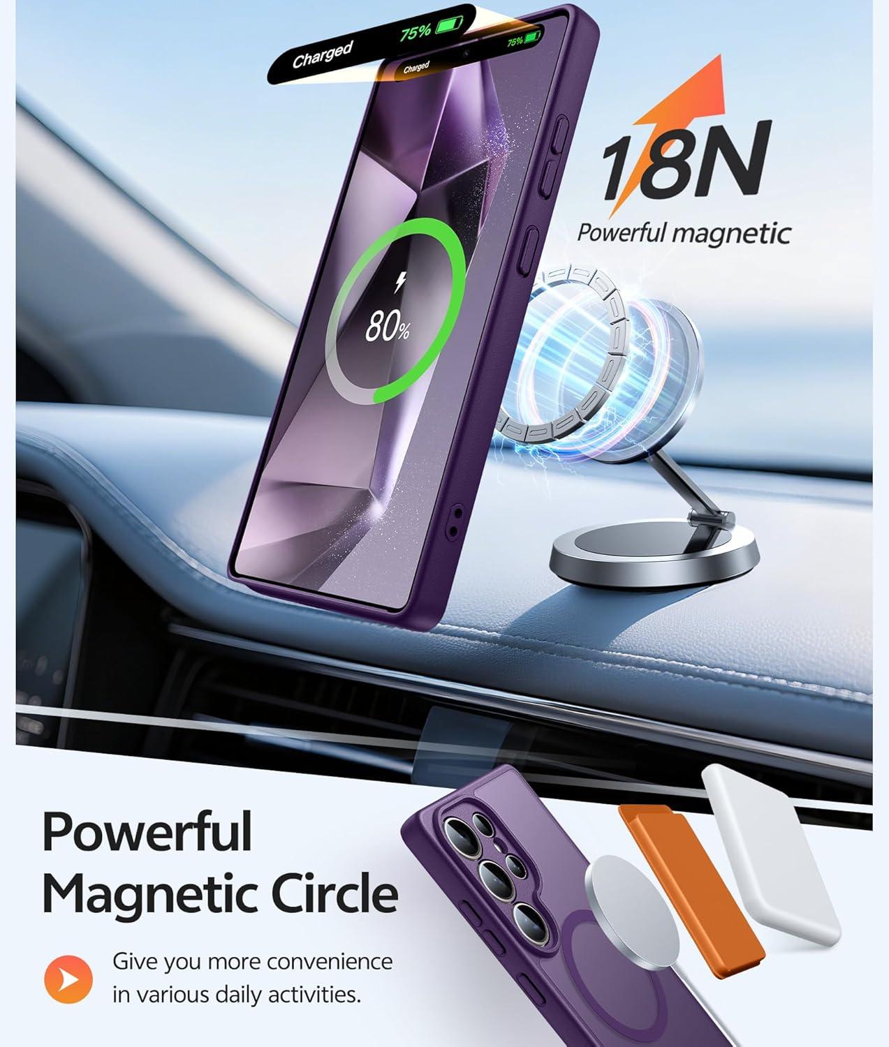 imageFNTCASE for Google Pixel 10a Case Compatible with Magsafe Translucent Matte Cases with Screen Protector Military Grade Shockproof Protective Magnetic Phone Cover for Pixel 10A BlackPurple