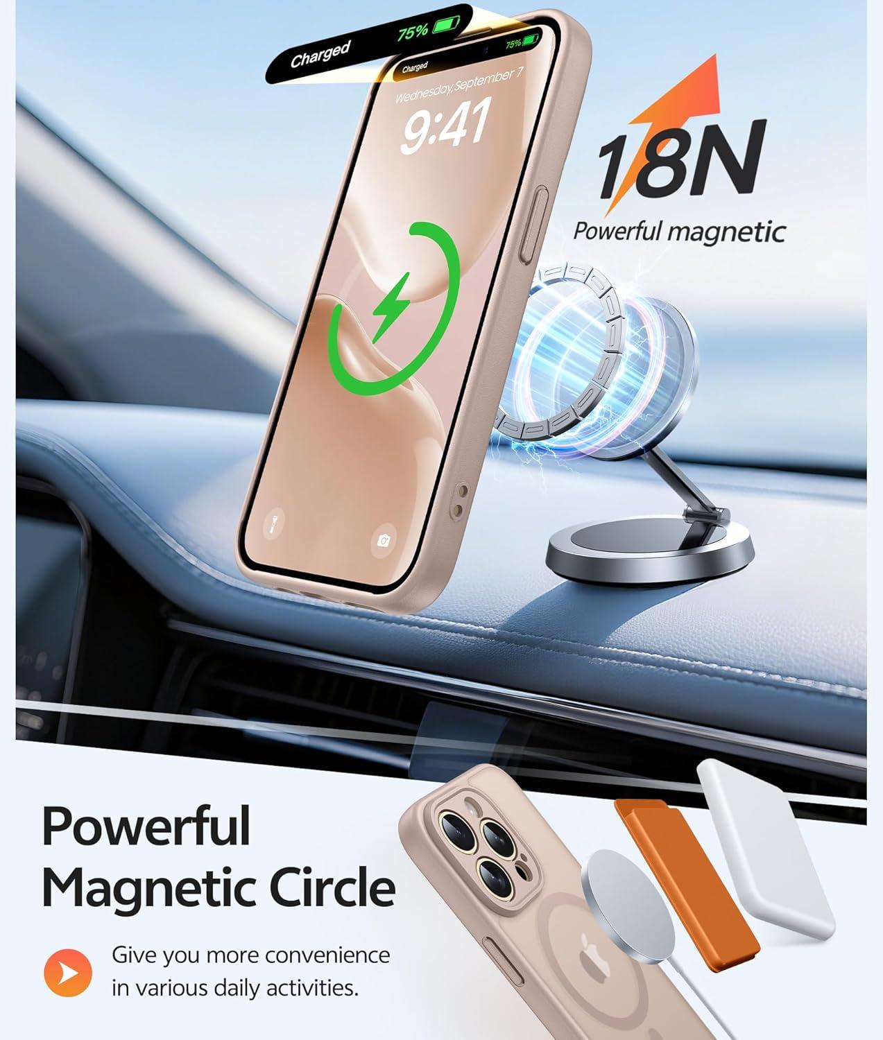 imageFNTCASE for Google Pixel 10a Case Compatible with Magsafe Translucent Matte Cases with Screen Protector Military Grade Shockproof Protective Magnetic Phone Cover for Pixel 10A BlackDesert Gold
