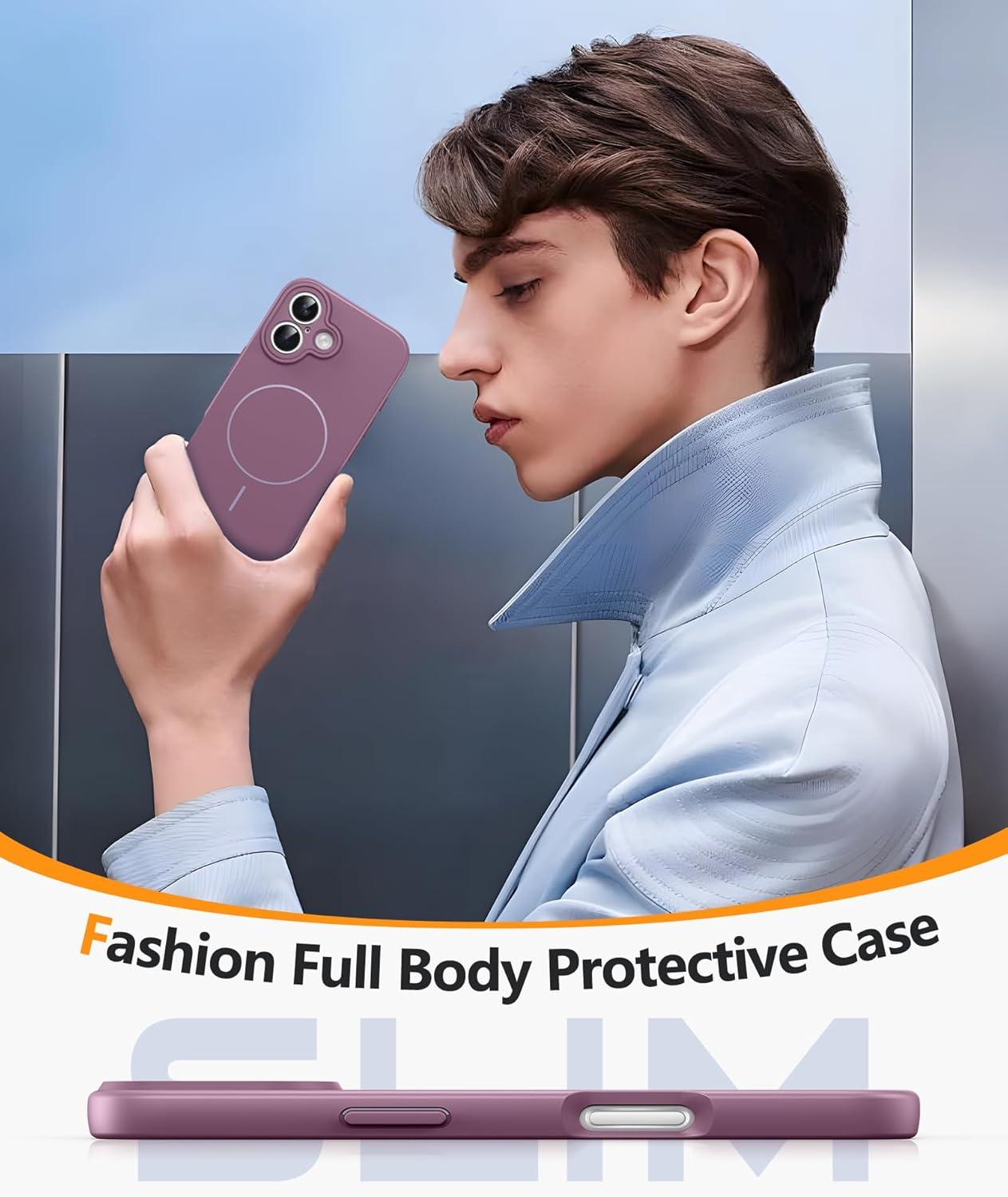 imageFNTCASE for Google Pixel 10a Case Compatible with Magsafe Translucent Matte Cases with Screen Protector Military Grade Shockproof Protective Magnetic Phone Cover for Pixel 10A BlackFull Purple