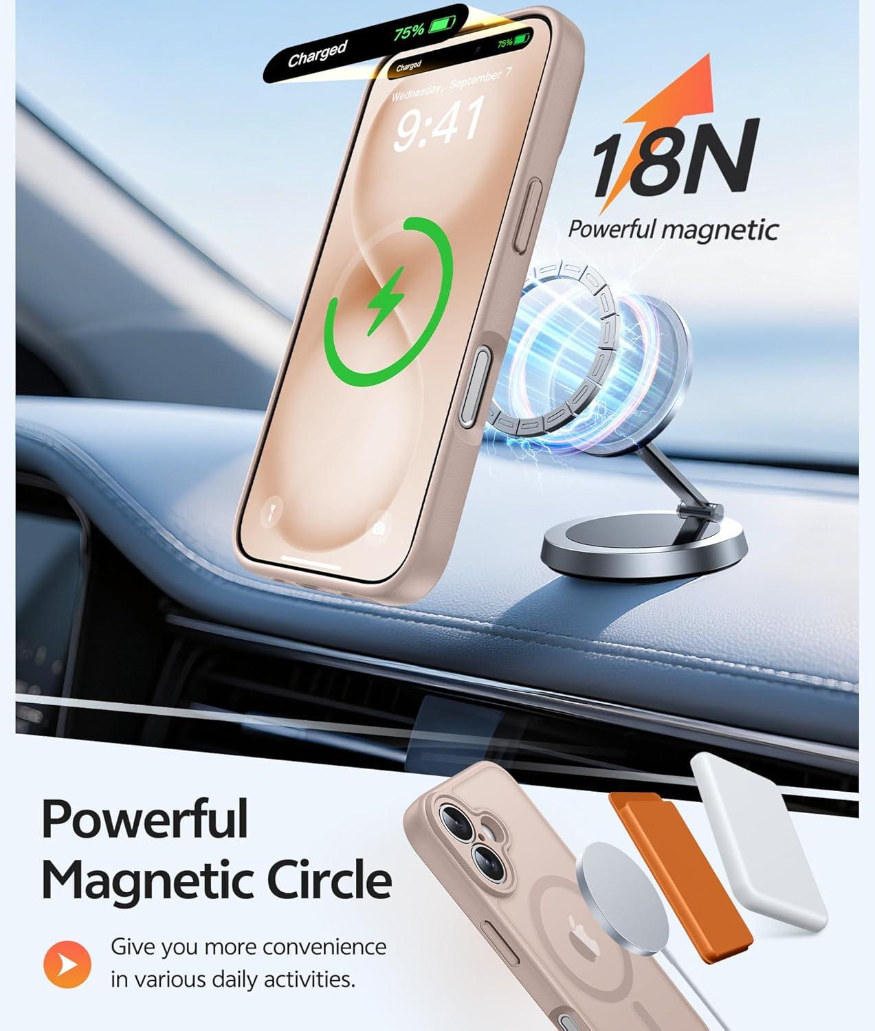 imageFNTCASE for Google Pixel 10a Case Compatible with Magsafe Translucent Matte Cases with Screen Protector Military Grade Shockproof Protective Magnetic Phone Cover for Pixel 10A BlackDesert Gold