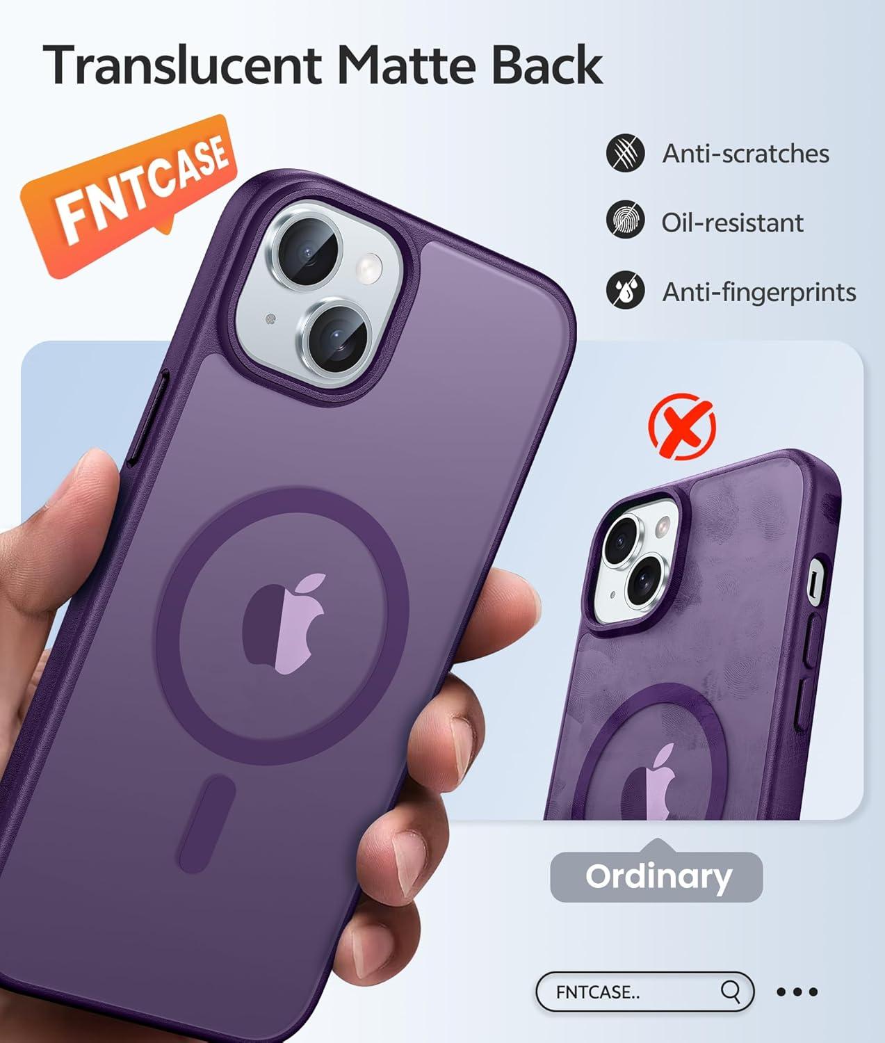 imageFNTCASE for Google Pixel 10a Case Compatible with Magsafe Translucent Matte Cases with Screen Protector Military Grade Shockproof Protective Magnetic Phone Cover for Pixel 10A BlackPurple