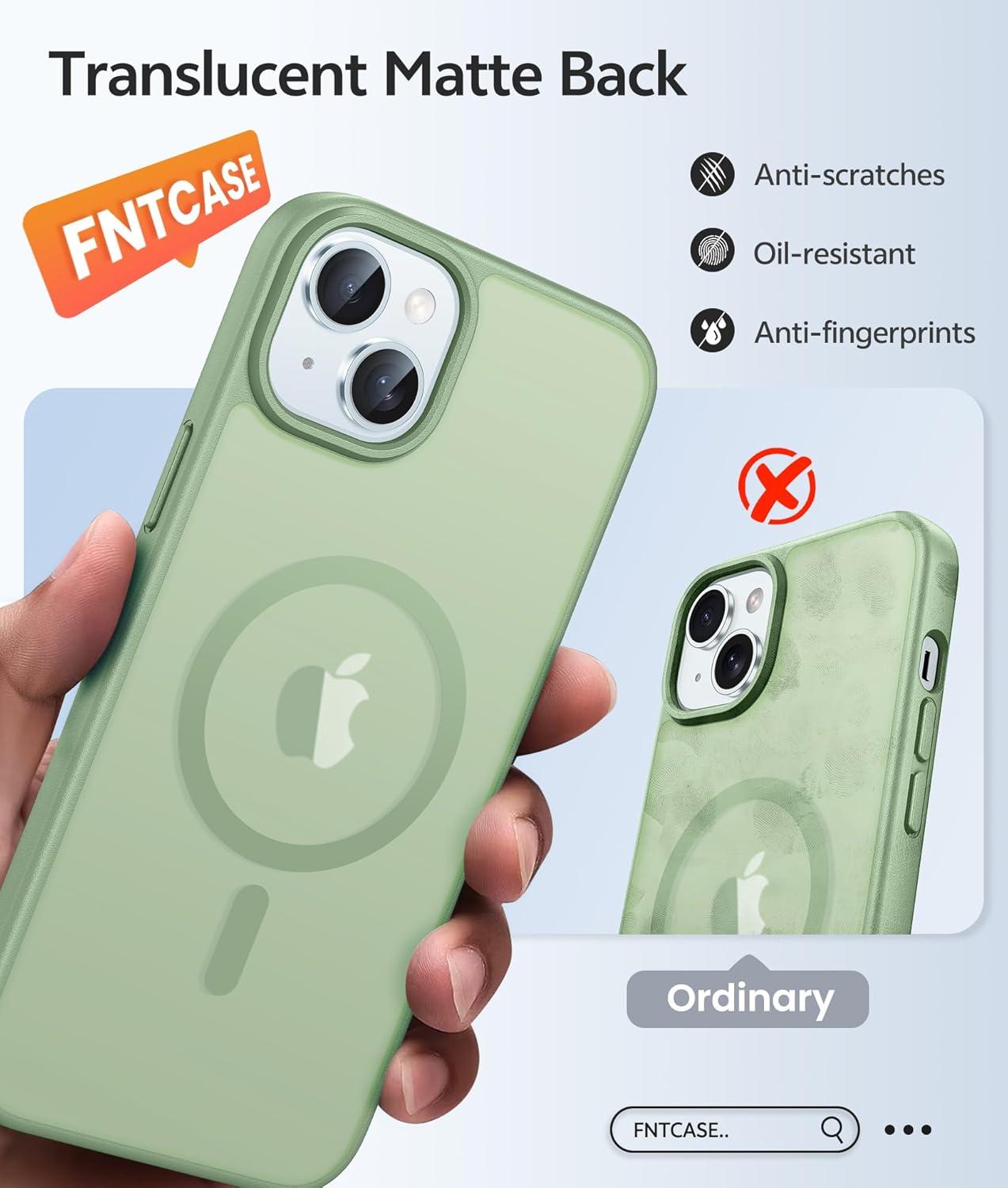 imageFNTCASE for Google Pixel 10a Case Compatible with Magsafe Translucent Matte Cases with Screen Protector Military Grade Shockproof Protective Magnetic Phone Cover for Pixel 10A BlackLight Moss