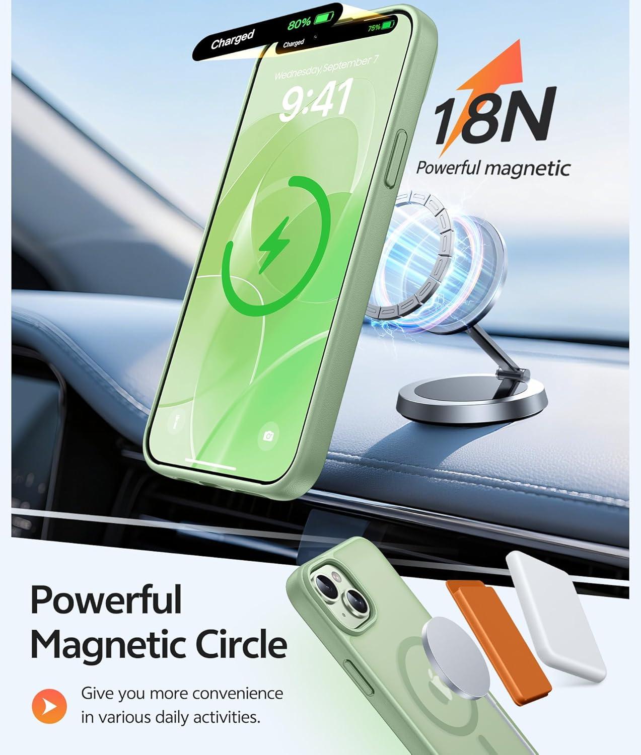 imageFNTCASE for Google Pixel 10a Case Compatible with Magsafe Translucent Matte Cases with Screen Protector Military Grade Shockproof Protective Magnetic Phone Cover for Pixel 10A BlackLight Moss