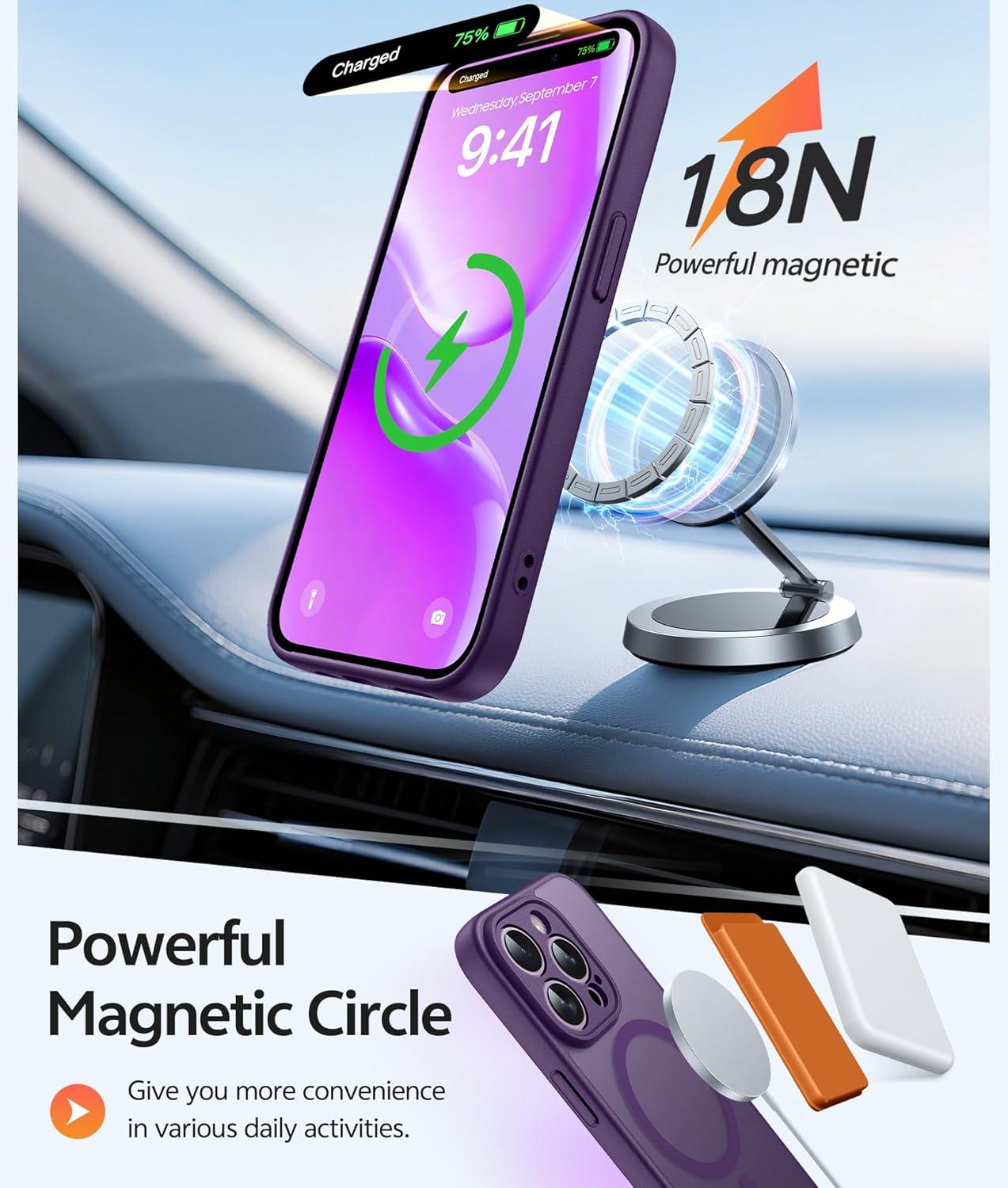imageFNTCASE for Google Pixel 10a Case Compatible with Magsafe Translucent Matte Cases with Screen Protector Military Grade Shockproof Protective Magnetic Phone Cover for Pixel 10A BlackPurple
