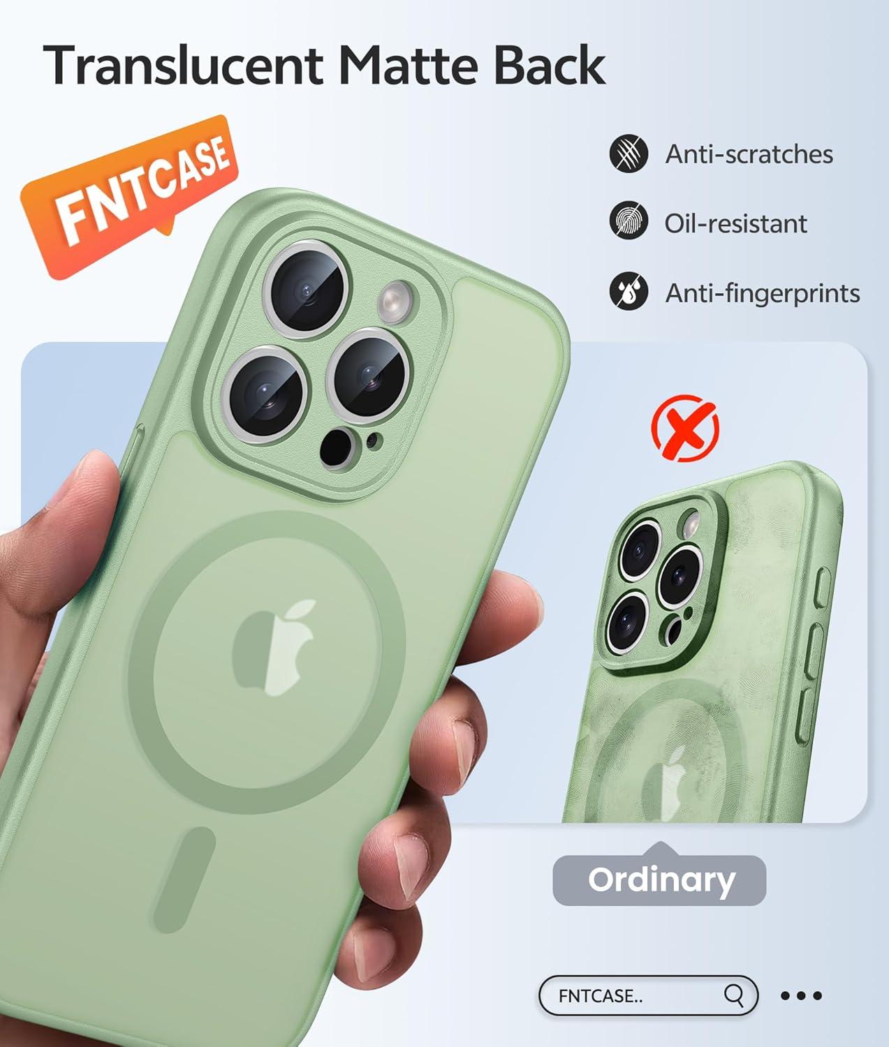 imageFNTCASE for Google Pixel 10a Case Compatible with Magsafe Translucent Matte Cases with Screen Protector Military Grade Shockproof Protective Magnetic Phone Cover for Pixel 10A BlackLight Moss