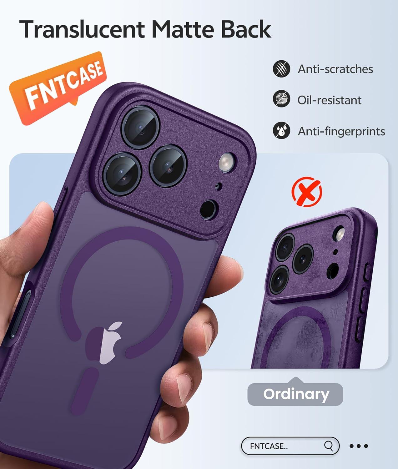 imageFNTCASE for Google Pixel 10a Case Compatible with Magsafe Translucent Matte Cases with Screen Protector Military Grade Shockproof Protective Magnetic Phone Cover for Pixel 10A BlackPurple