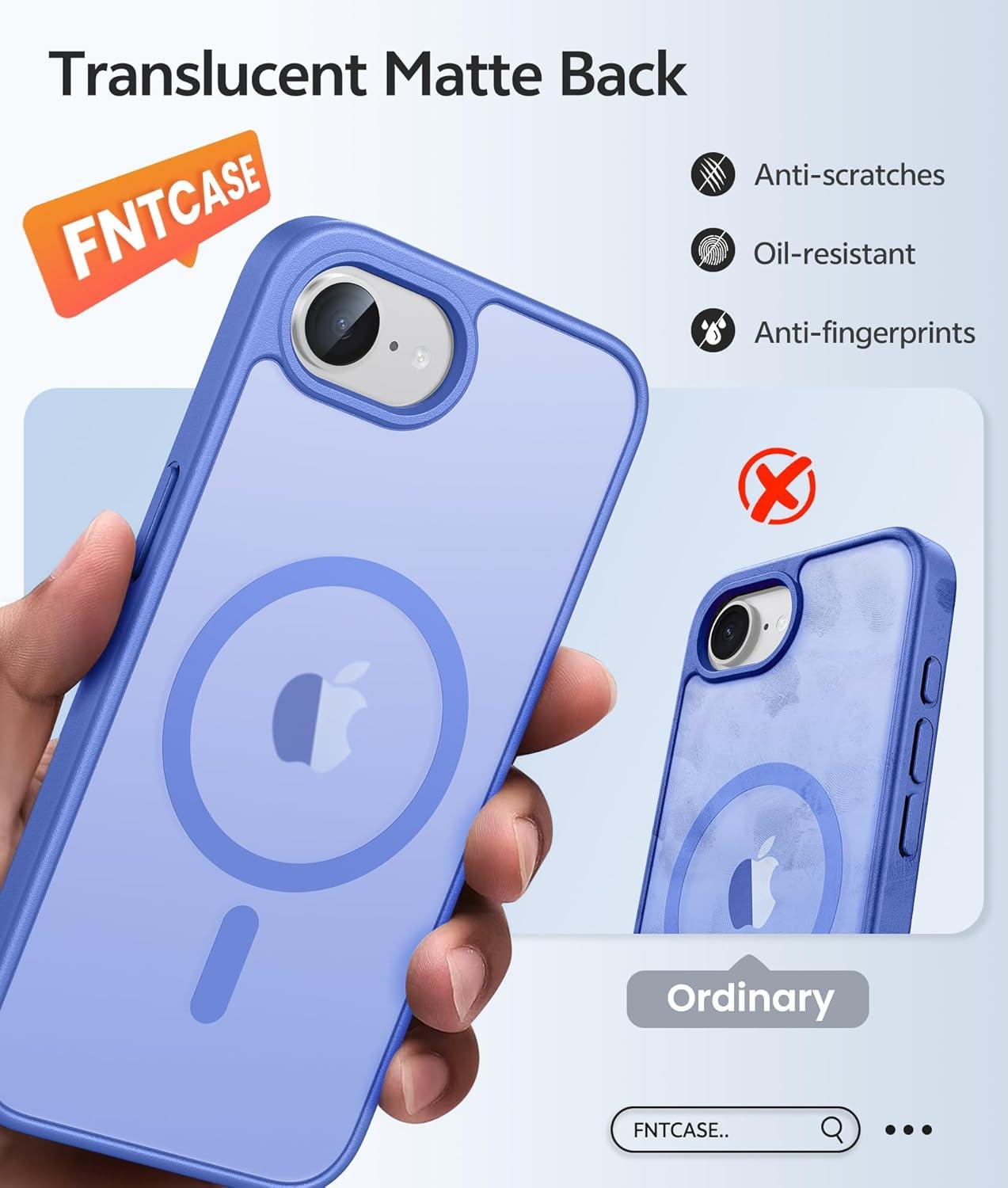 imageFNTCASE for Google Pixel 10a Case Compatible with Magsafe Translucent Matte Cases with Screen Protector Military Grade Shockproof Protective Magnetic Phone Cover for Pixel 10A BlackUltramarine