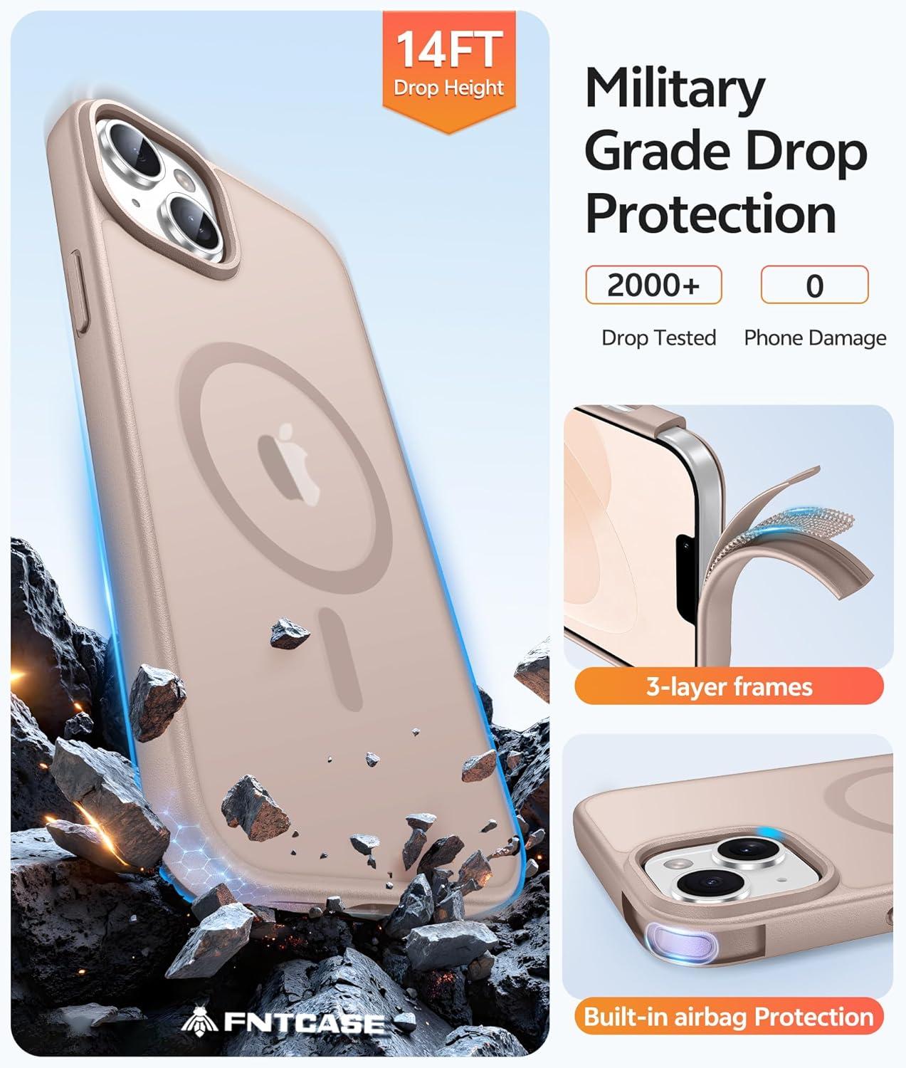 imageFNTCASE for Google Pixel 10a Case Compatible with Magsafe Translucent Matte Cases with Screen Protector Military Grade Shockproof Protective Magnetic Phone Cover for Pixel 10A BlackDesert Gold