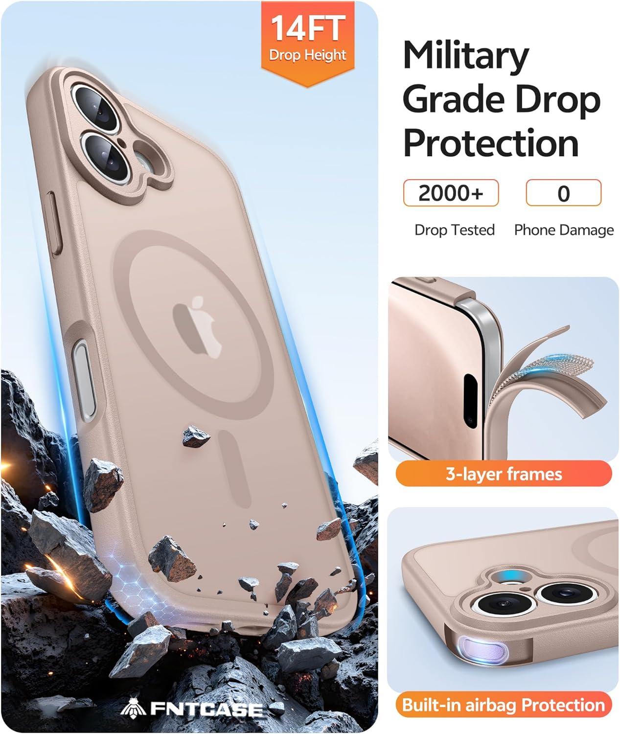 imageFNTCASE for Google Pixel 10a Case Compatible with Magsafe Translucent Matte Cases with Screen Protector Military Grade Shockproof Protective Magnetic Phone Cover for Pixel 10A BlackDesert Gold