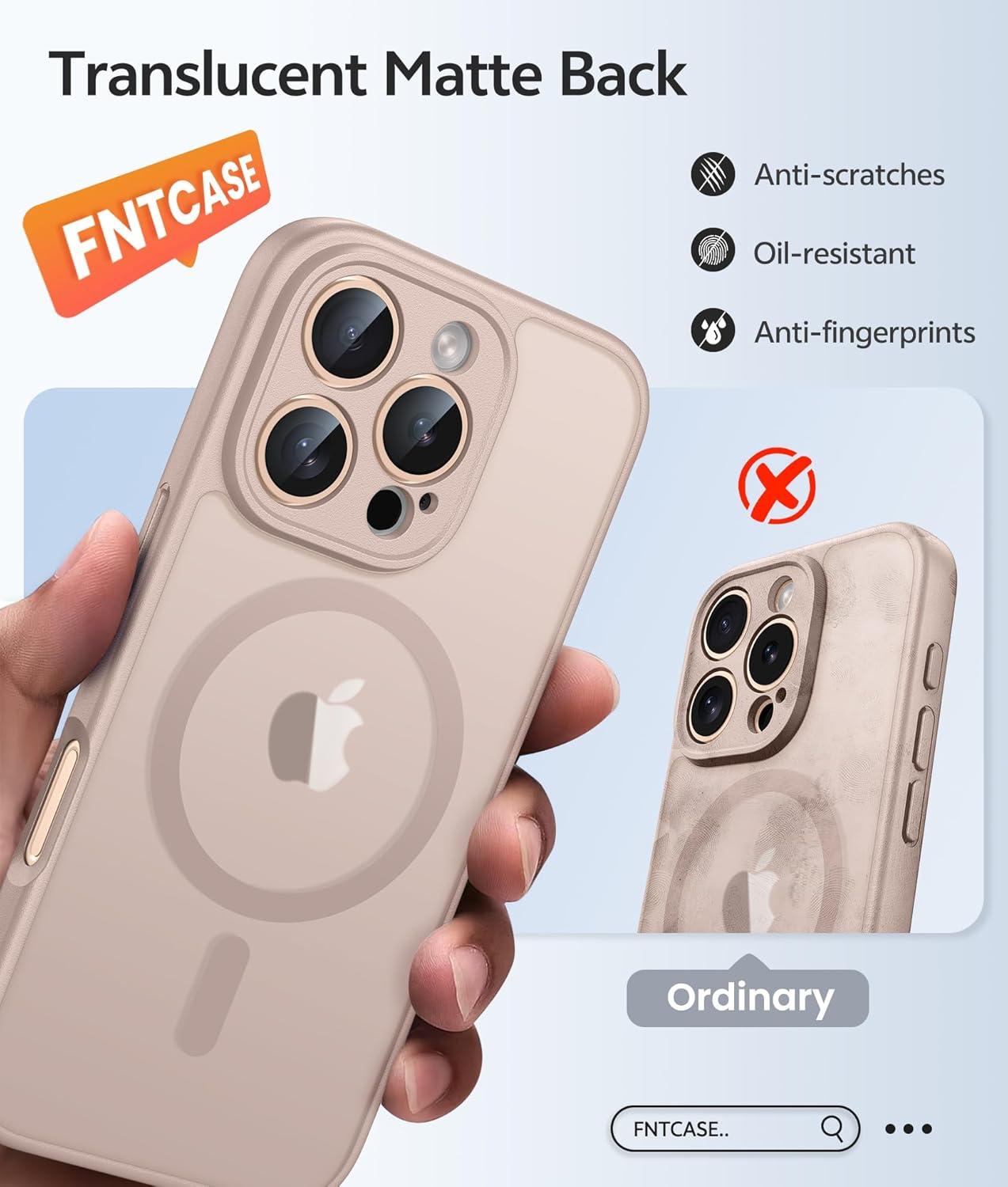 imageFNTCASE for Google Pixel 10a Case Compatible with Magsafe Translucent Matte Cases with Screen Protector Military Grade Shockproof Protective Magnetic Phone Cover for Pixel 10A BlackDesert Gold