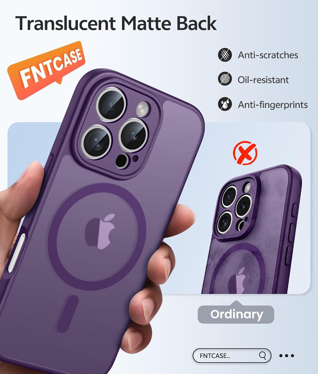 imageFNTCASE for Google Pixel 10a Case Compatible with Magsafe Translucent Matte Cases with Screen Protector Military Grade Shockproof Protective Magnetic Phone Cover for Pixel 10A BlackPurple